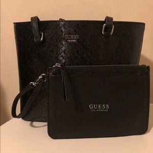 Guess Black Tote and Wristlet